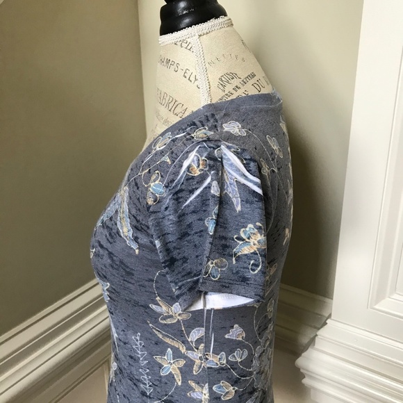 Charlotte Brody Signature T Tee Shirt Top Womens XS Blue Floral Short Sleeve - Picture 10 of 12
